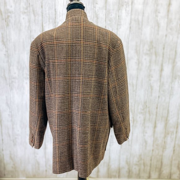 Rare Harve Bernard Ladies Retro Flannel Long Brown Wool Japanese Collar Coat 12 - Picture 12 of 14